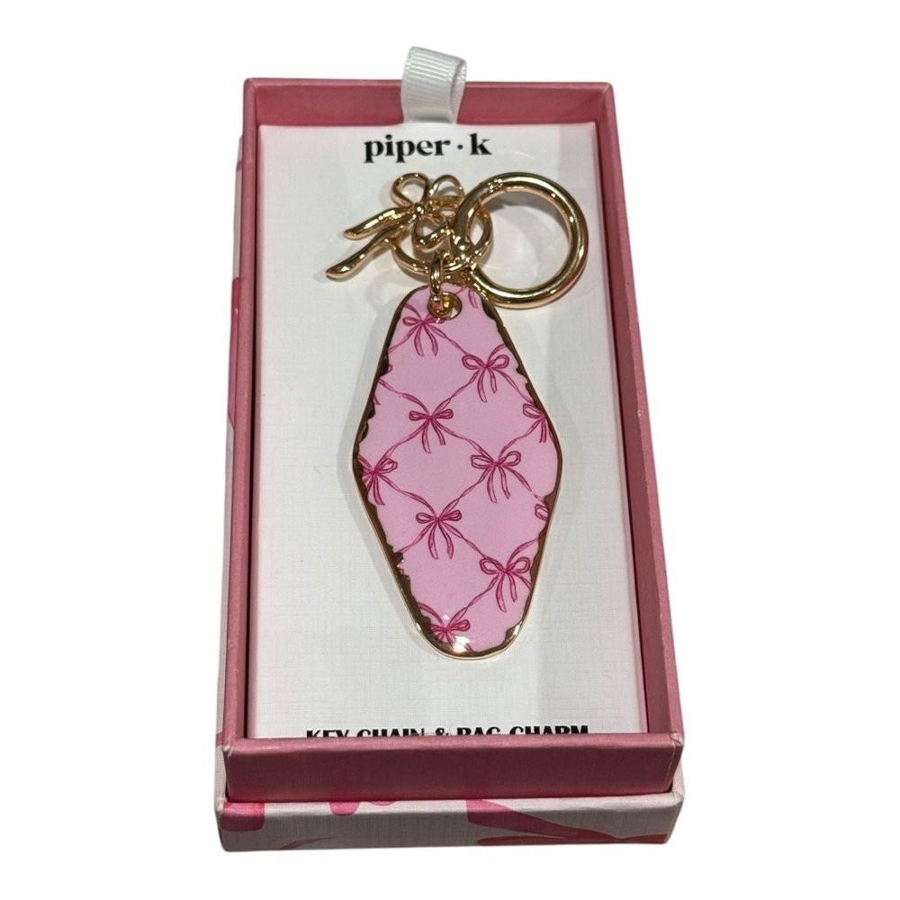 piper·k Pink Bow Motel Key Keychain & Bag Charm | NIB